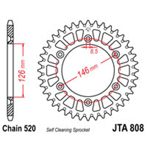 JT JT Rear Sprockets R/W 808-50SC Alloy